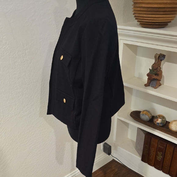 Michael Kors Black Military Jacket with Gold Buttons - Picture 3 of 6